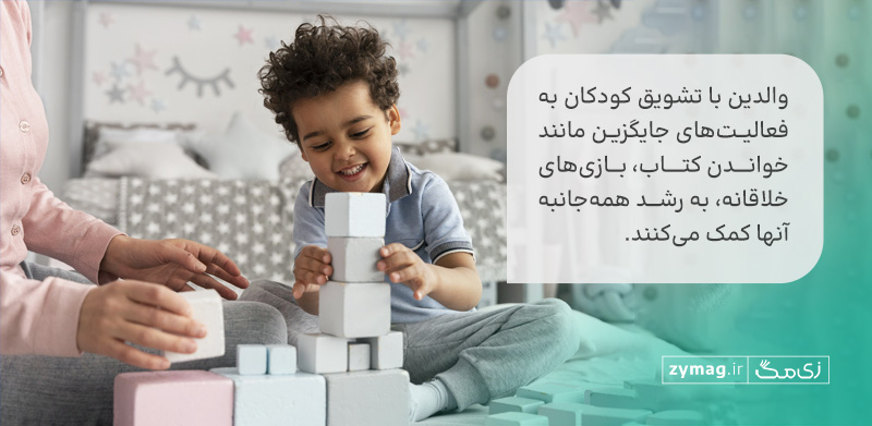  والدین با تشویق کودکان به فعالیت‌های جایگزین مانند خواندن کتاب، بازی‌های خلاقانه، به رشد همه‌جانبه آنها کمک می‌کنند.